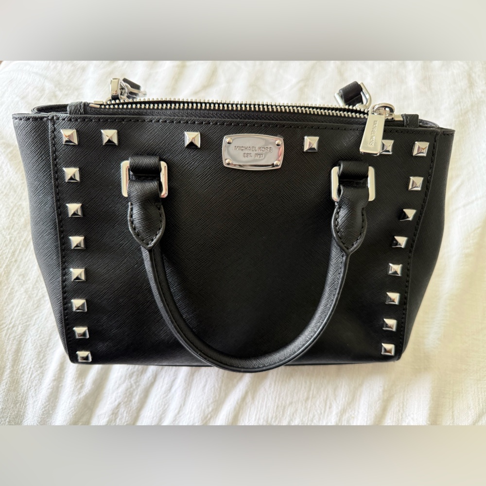 Michael Kors Black Structured Saffiano Leather Satchel - Women's Handbag